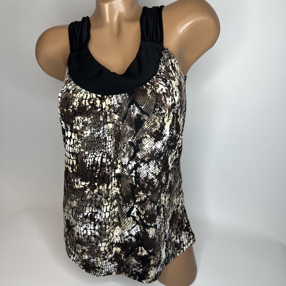 VTG Y2K PerSeption Concept Snakeskin Print Ruched Back Tank Top Size Small EUC - Picture 1 of 9